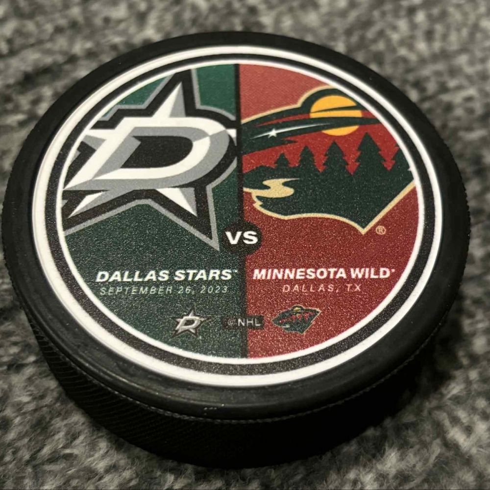 Dallas Stars vs Minnesota Wild NHL Match Up Hockey Puck